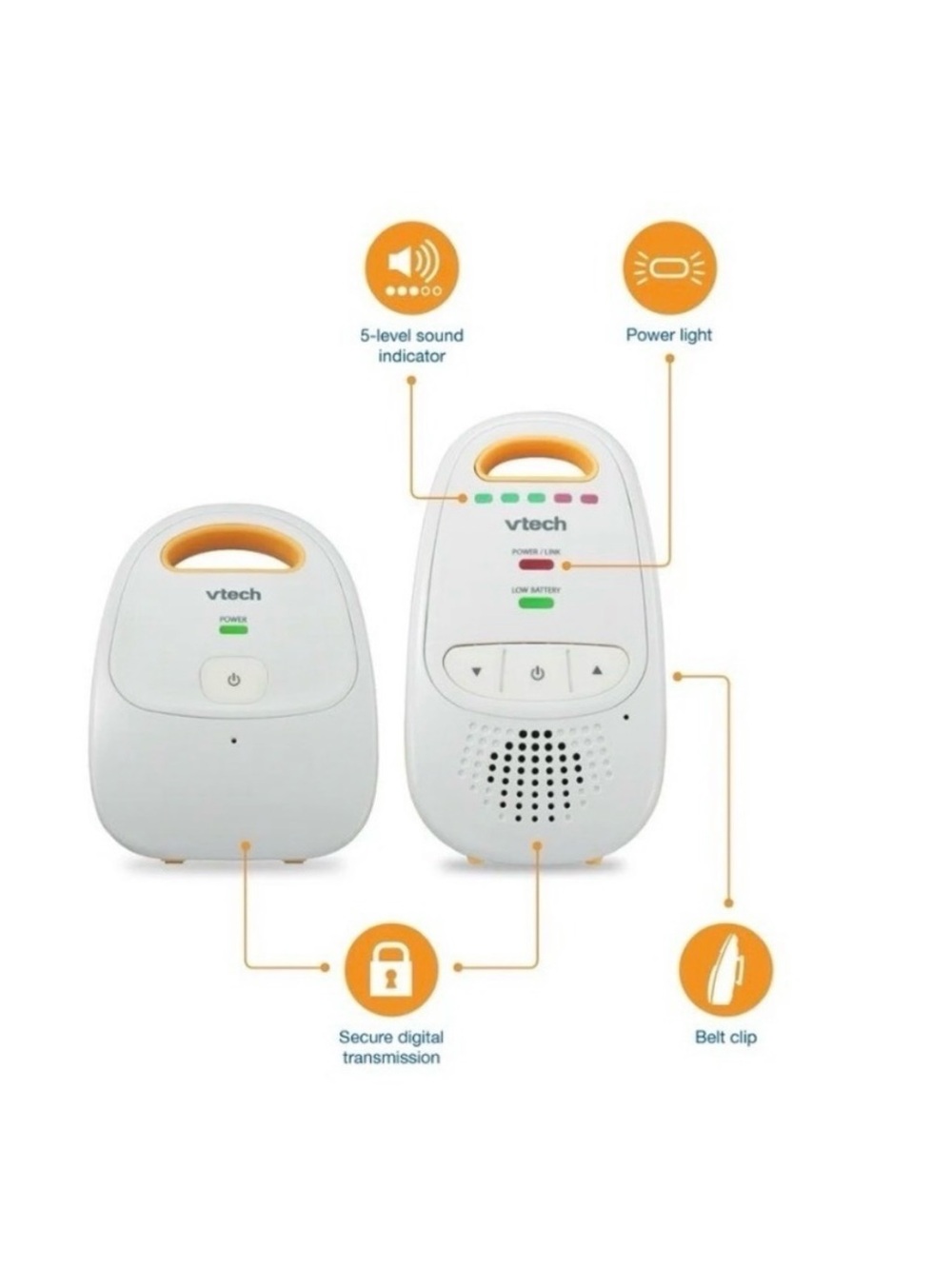 VTech DM111 Digital Audio
Baby Monitor White
Rechargeable 1000ft Range